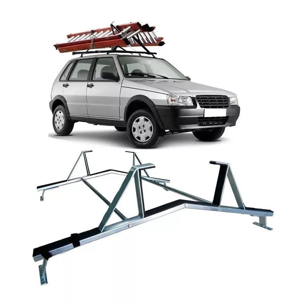 Rack Teto Suporte Porta Escadas Universal HB20 Palio Uno Mobi Fiesta Gol