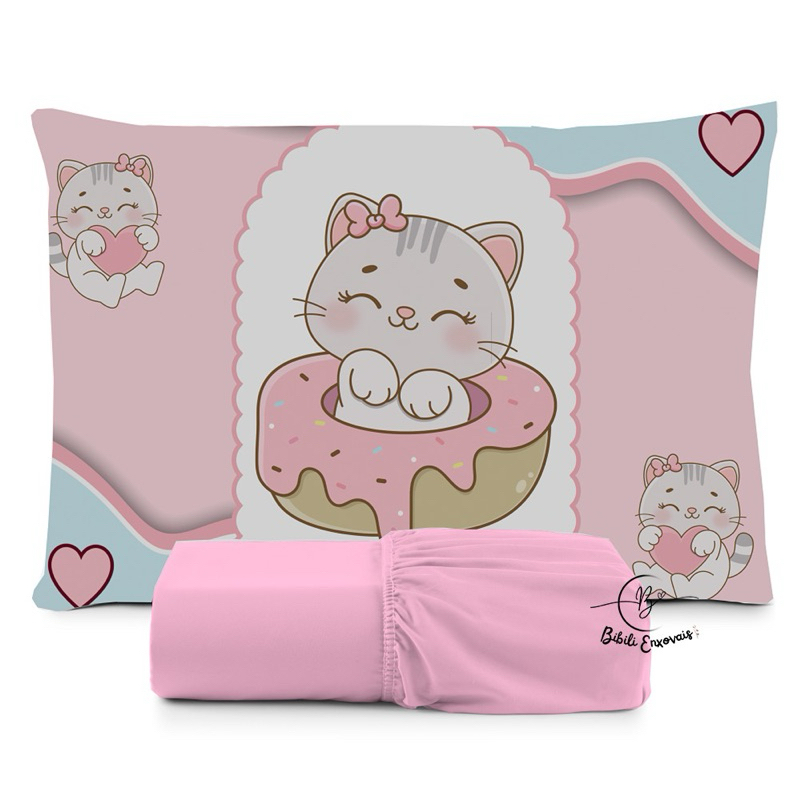 JOGO DE LENÇOL SOLTEIRO GATO GATINHO ANIMAL FRONHA TRAVESSEIRO, LENÇOL DE ELASTICO em Oferta na Shopee