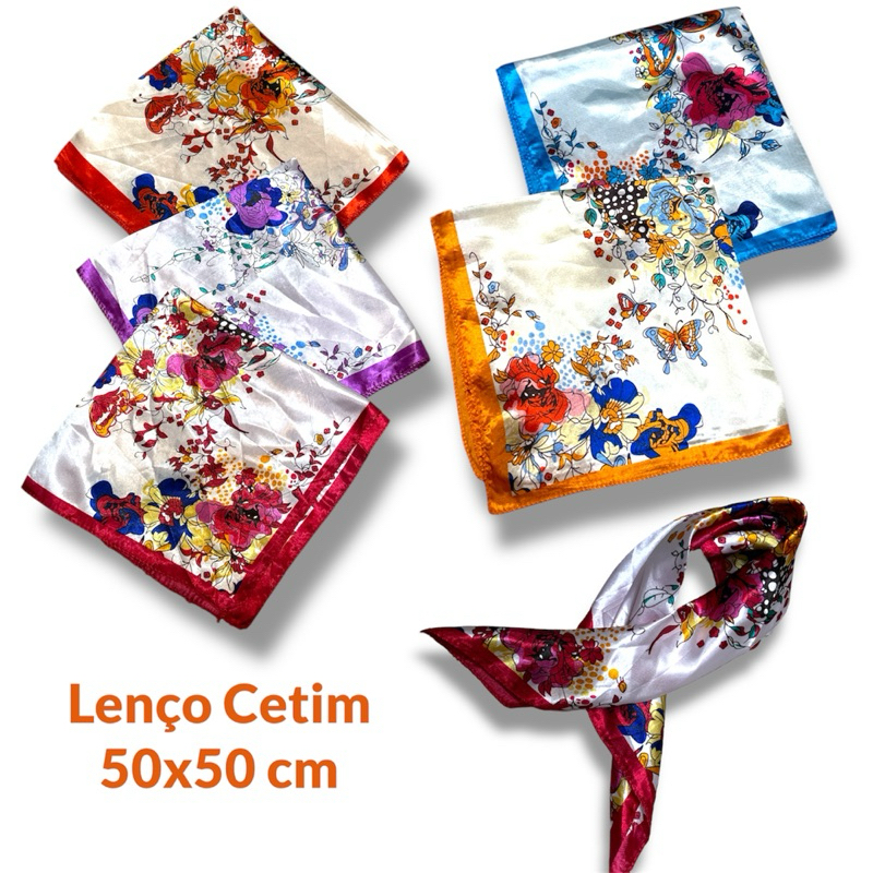 Lenço Cetim Estampado 50x50cm – Feminino para Cabelo, Bolsa, Pescoço, Bandana, Elegante e Versátil