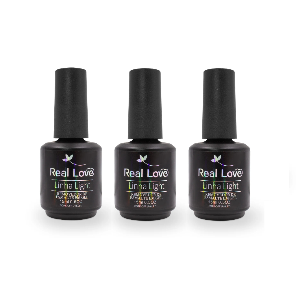 Kit com 3 Removedores De Esmalte Em Gel Real Love  -  15ml