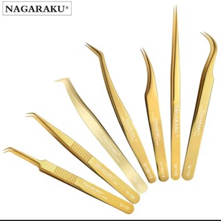 Nagaraku Pinça de Cílios Profissional de Aço Dourada Extensão de Cílios Lash Design em Oferta na Shopee