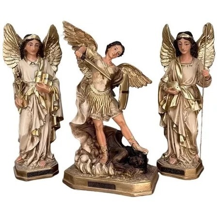 Três Arcanjos São Miguel, São Rafael e São Gabriel Resina 20cm