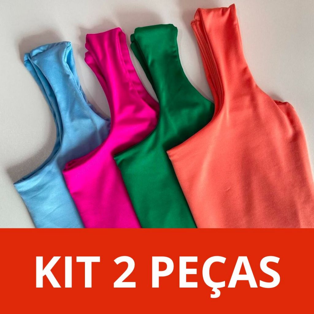 Kit 02 Blusas Femininas Regata Ibiza Básica Estilosa Elegante Suplex Tendência Confortável em Oferta na Shopee