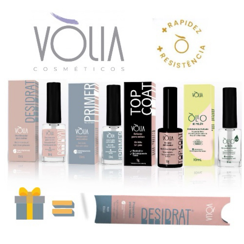kit vòlia primer desidrat top coat original pra unhas de gel + BRINDE