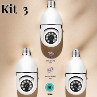 Kit Câmera de segurança a Prova D'água sem fio gira 360 com app Icsee full HD visão notturna em Oferta na Shopee
