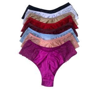 Kit Calcinha Plus size Fio Duplo c/ Renda Lateral Lingerie Feminina Conforto em Oferta na Shopee