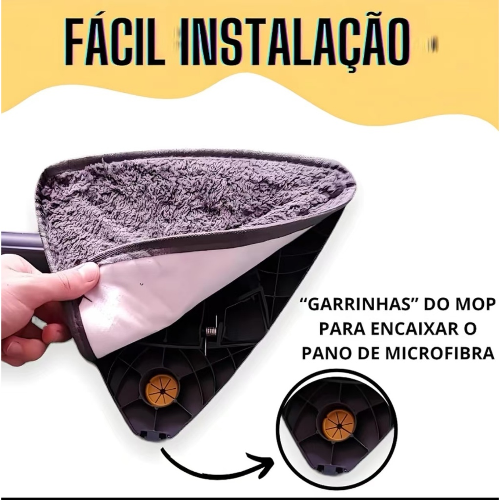 Detalhes do Refil Mop Triangle Esfregão  Giratório Premium Microfibra  Machine Washable