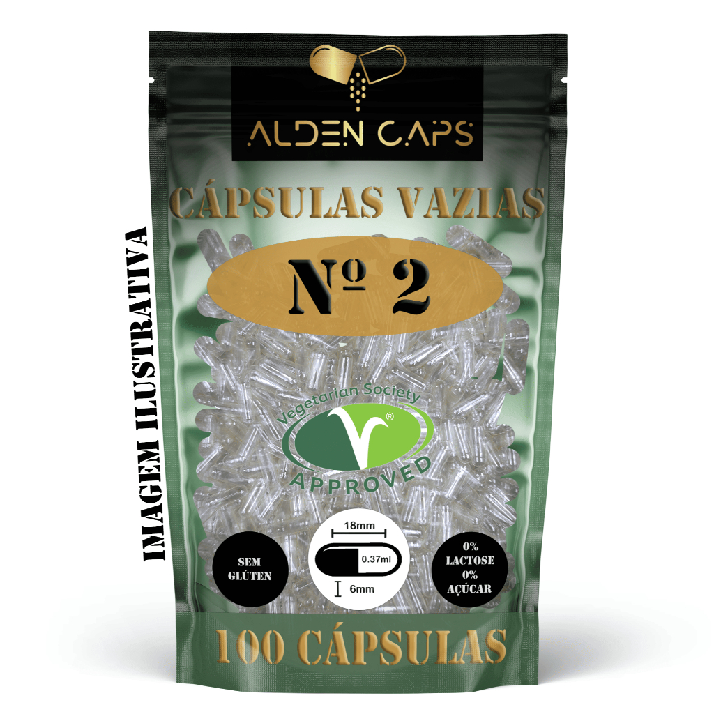 100 Cápsulas Vegetais Veganas Incolores Nº 2 (300mg)