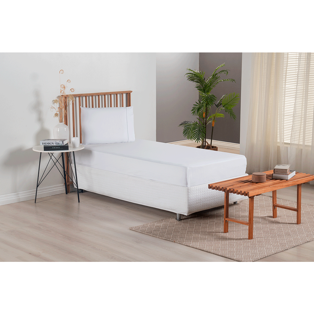 Jogo de Lençol Versatile Ponto Palito Simples 2 Peças Solteiro 100% Poliéster Micropercal 300 Fios Branco