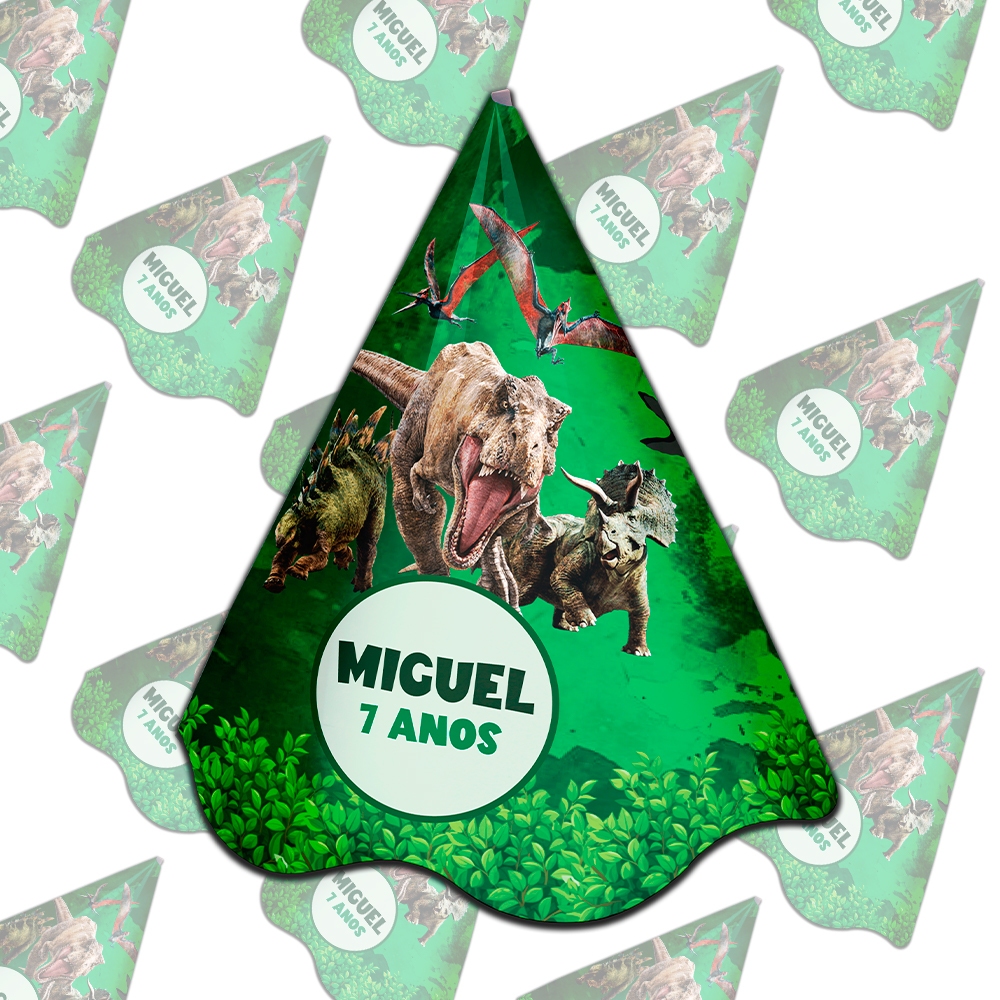10,15,20,25 Chapéu Lembrancinha Festa Personalizada  Com Elástico Aniversario Dinossauro Customizado