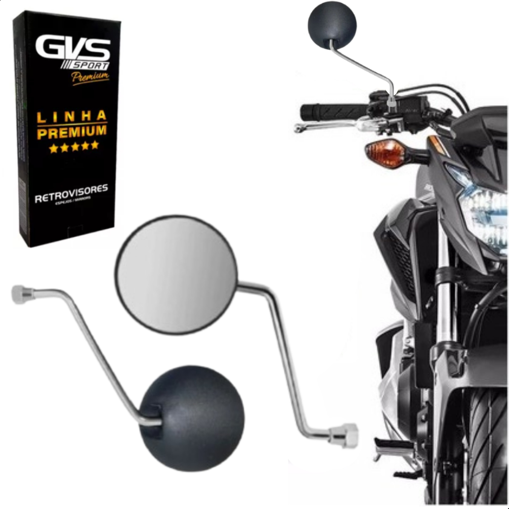 Retrovisor Gvs Moto Dt 200 Haste Cromada Lente Convexa Rosca Para Honda em Oferta na Shopee