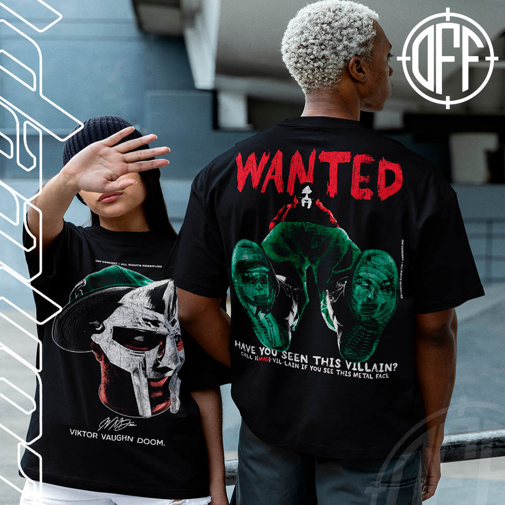 Camiseta Basica e OVERSIZED Mf Doom Wanted Villain Viktor Vaughn Graphic Tee Unissex - Offconcept