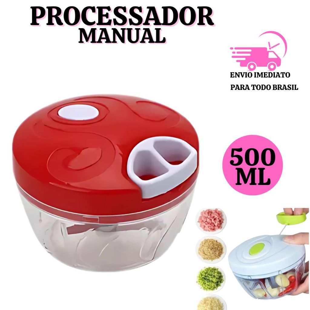 Processador Manual 3 Lâminas Com Dispenser Mahalo