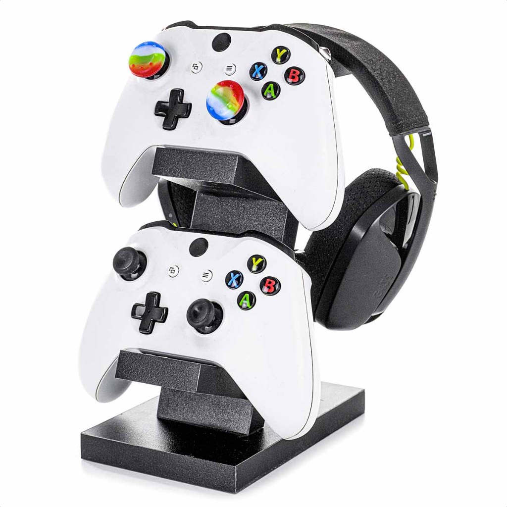Suporte Gamer Para Headset E Dois Controles Joystick Decoração Resistente Compacto