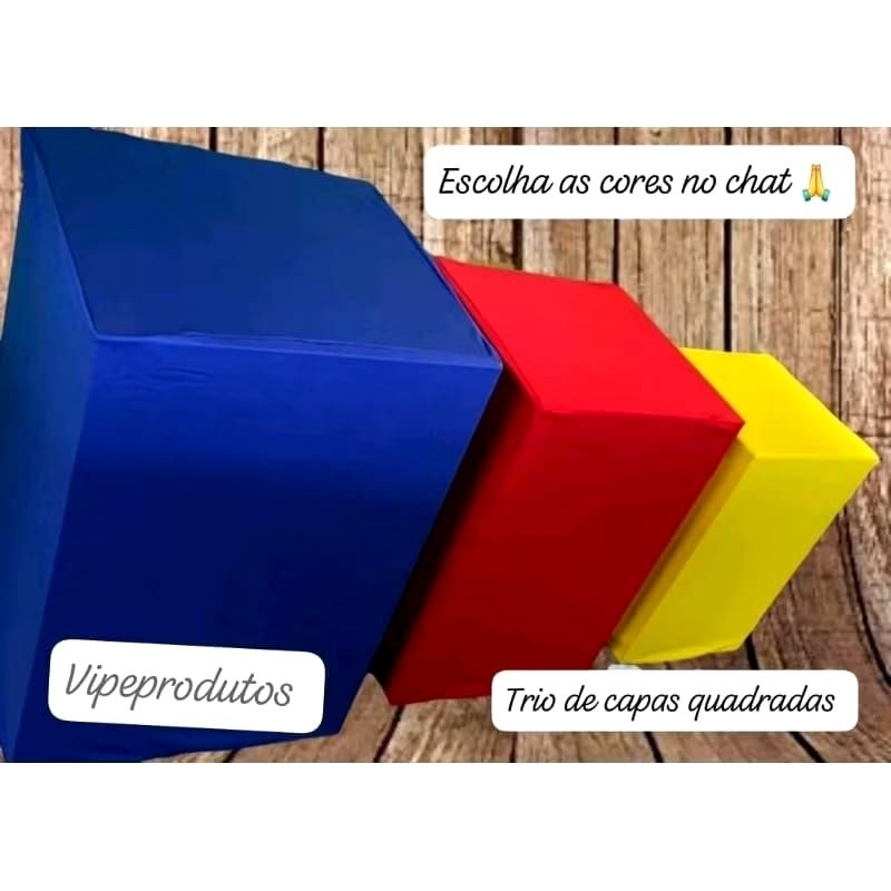 TRIO DE CAPAS VESTE FÁCIL PARA DECORAÇÃO DE MESA DE FESTA QUADRADA MENOR