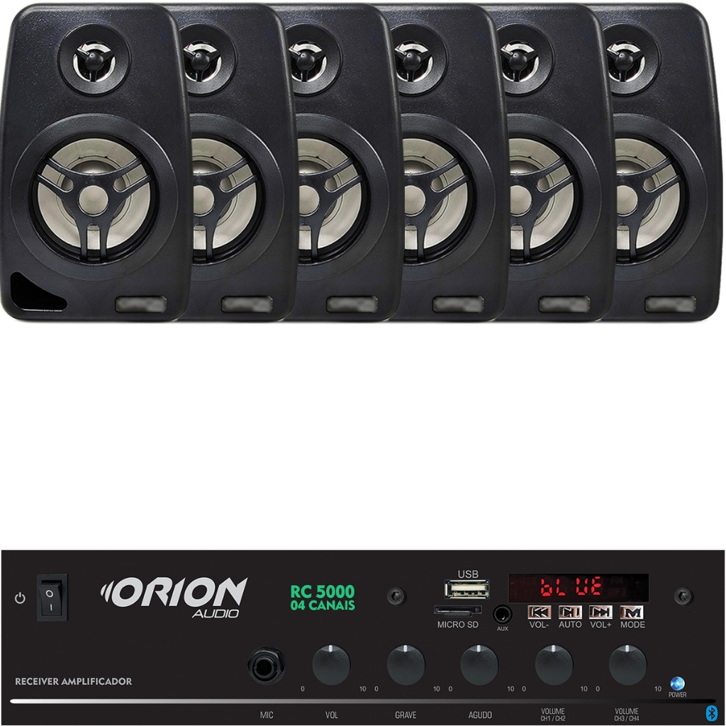 Kit Som Ambiente 300w Bluetooth + 6 Caixas de som Com Suporte de Parede em Oferta na Shopee