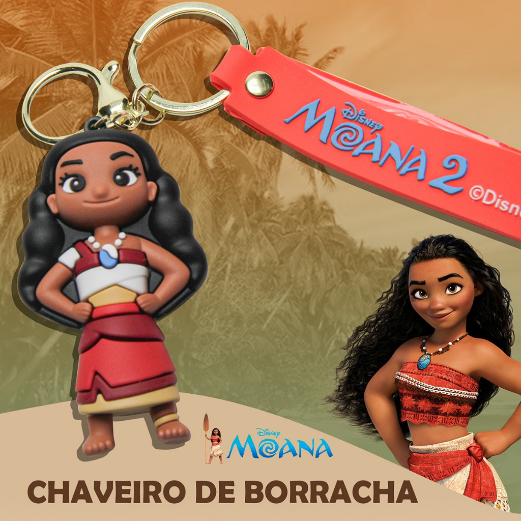 Brinquedo Chaveiro De Borracha Moana 2 Disney 7,5cm Suporte Para Mochilas  Chaveiro Disney Toyng