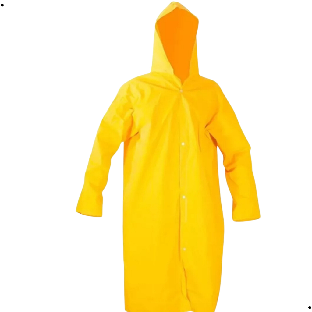 Capa De Chuva Com Forro Soft PVC Amarela Resistente a chuva com capuz IT Botão Obras Uso Geral C/ CA