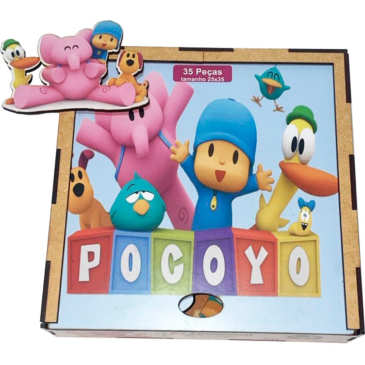 Quebra Cabeça Infantil em MDF 35 Peças Pocoyo com caixa em MDF BR_0116