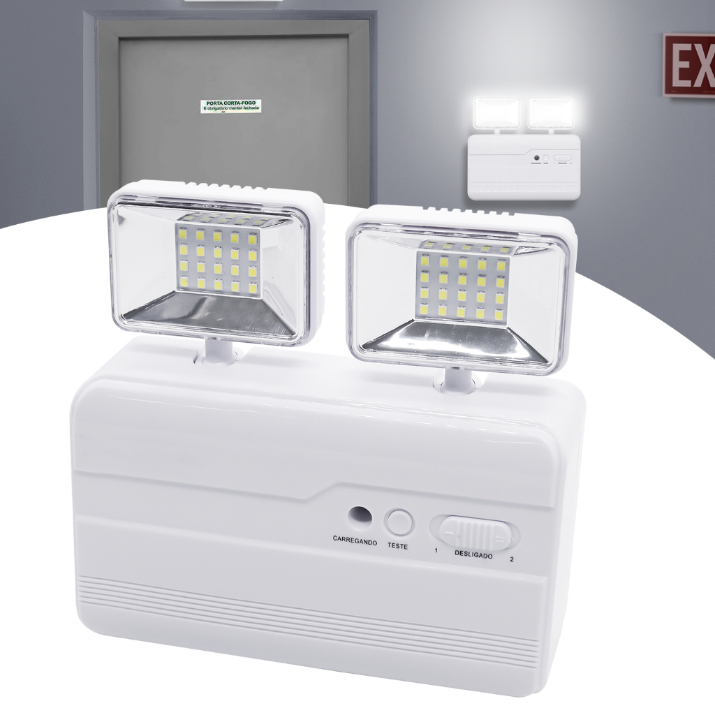 Luminária De Emergência 2 Faróis 40leds Bateria Recarregável Bivolt