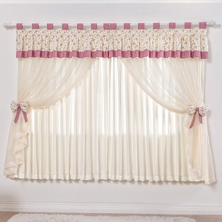 Cortina Quarto Infantil Menina Princesa Delicada Estampada Floral com Micro e Voal p/ varao 2m em Oferta na Shopee