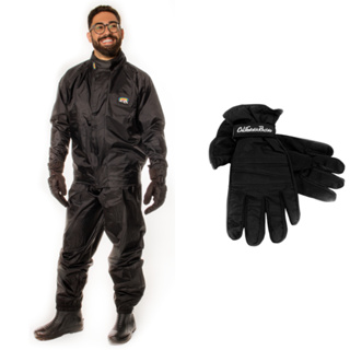 Kit Conjunto Chuva Nylon Forrada Preto + Luva Motoqueiro California Racing Masculino Preto em Oferta na Shopee