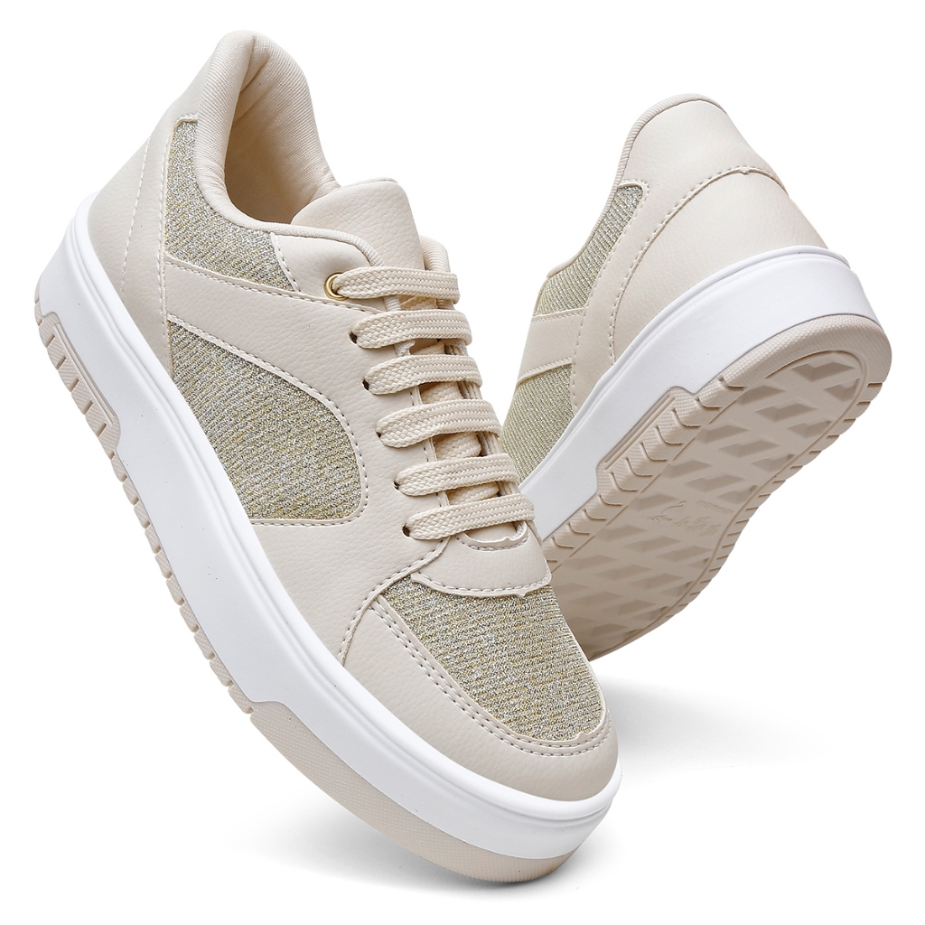 Tênis Feminino Casual Manuela Brilho Vittal Confortável - Women Shoes