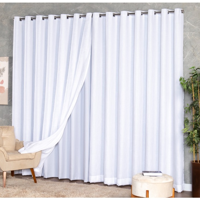 Cortina Blackout Voil Gaze de Linho Com Forro 4,00m x 2,30/ 2,40/ 2,50/ 2,60/ 2,70/ 2,80 Varão em Oferta na Shopee