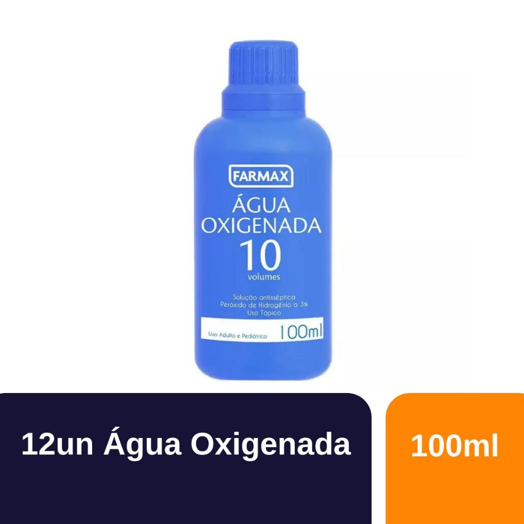 Kit 12un Água Oxigenada Antisséptico 10V Farmax 100ml em Oferta na Shopee