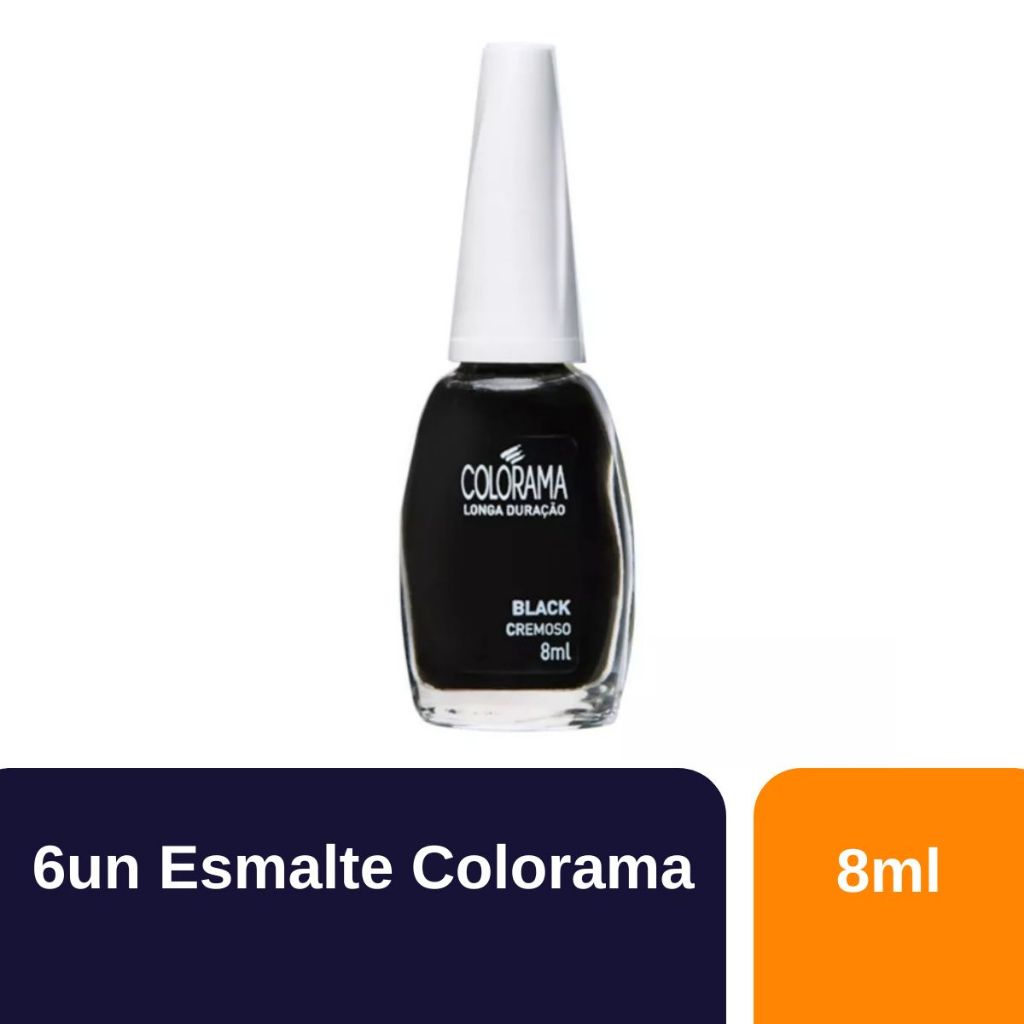 Kit 6un Esmalte Longa Duração Cremoso Nu Black Colorama 8ml em Oferta na Shopee