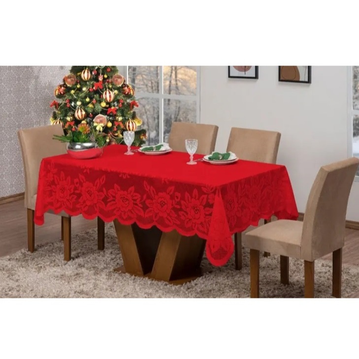 Toalhas De Mesa De Renda Para Cozinha Mesa 6 Lugares Retangular Decorativa 2,30m x 1,50m Sala Jantar