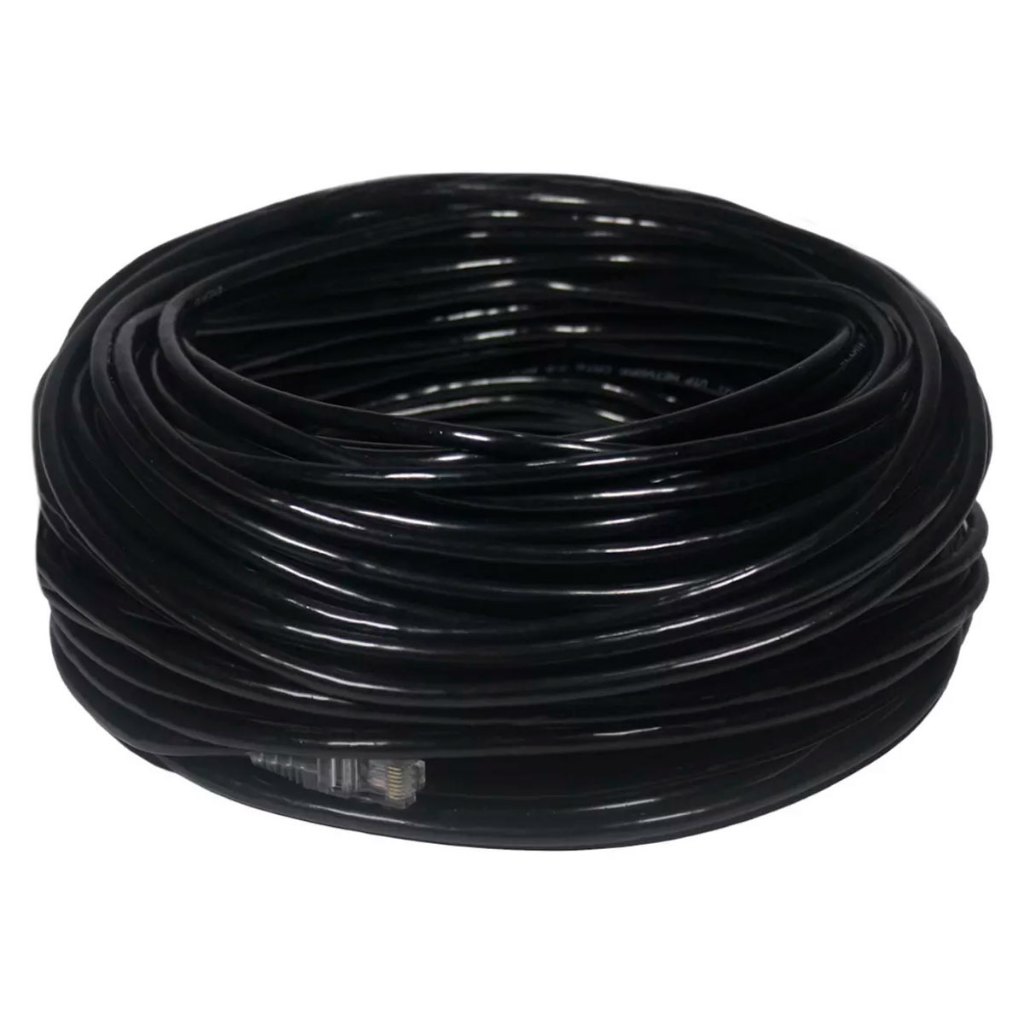 Cabo de Rede 100% Cobre Preto Lan Internet Novo Crimpado 100m Metros CAT6