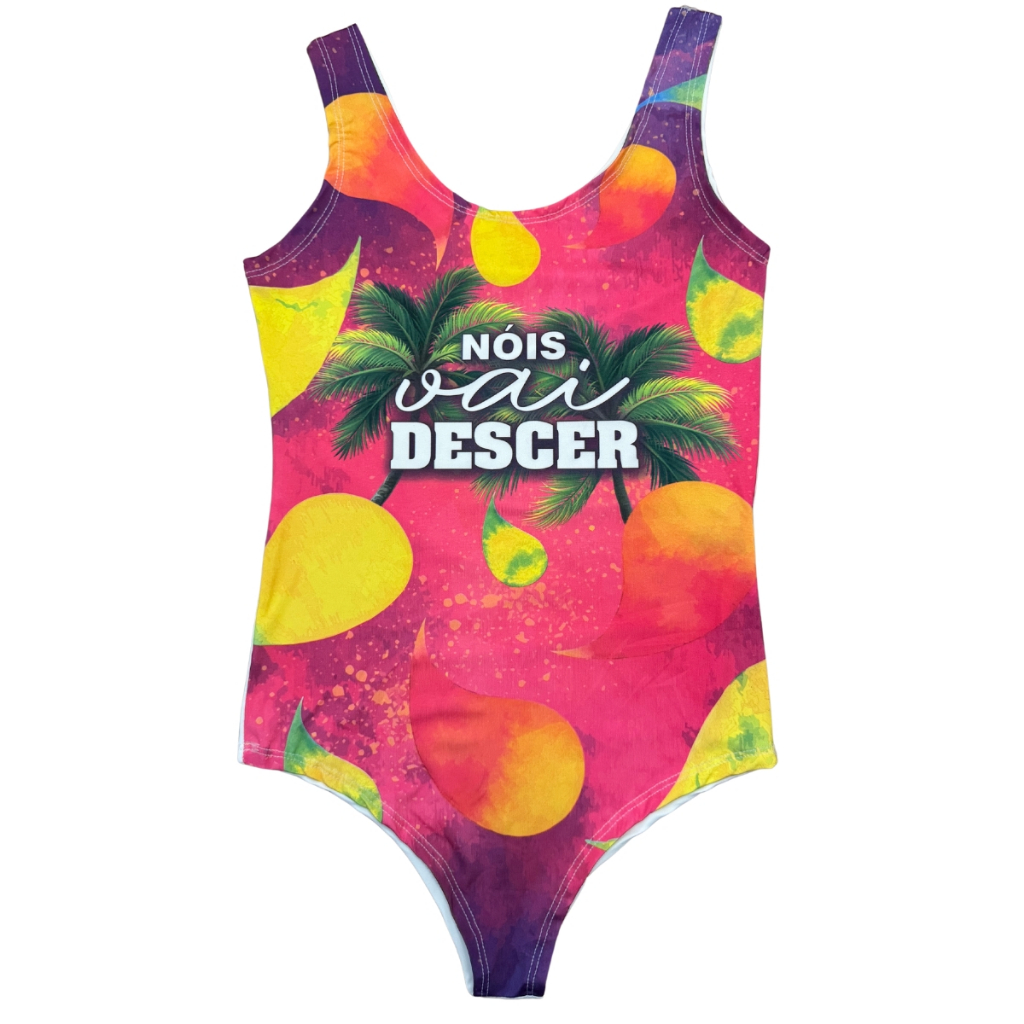 Strella Modas Suplex Estampado Body Maio Regata Nois Vai Descer Colorido Fantasia Carnaval Cosplay