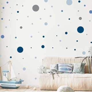 Adesivos De Parede 100 Bolinhas De 2,3,4 E 5cm tons de azul e cinza (AZ2) em Oferta na Shopee
