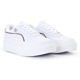 Tenis Milla Feminino Branco Couro Coraçao em Oferta na Shopee
