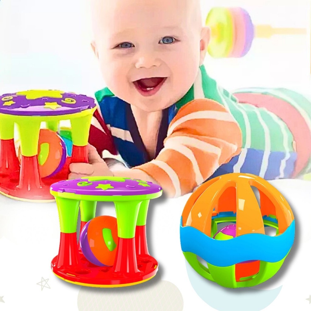 Torre Didática Com Bolinha Chocalho Educativo Pedagógico Bebe Criança  Colorido