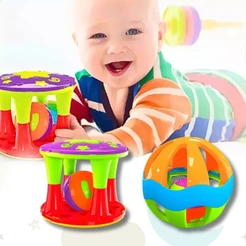 Torre Didática Com Bolinha Chocalho Educativo Pedagógico Bebe Criança Colorido