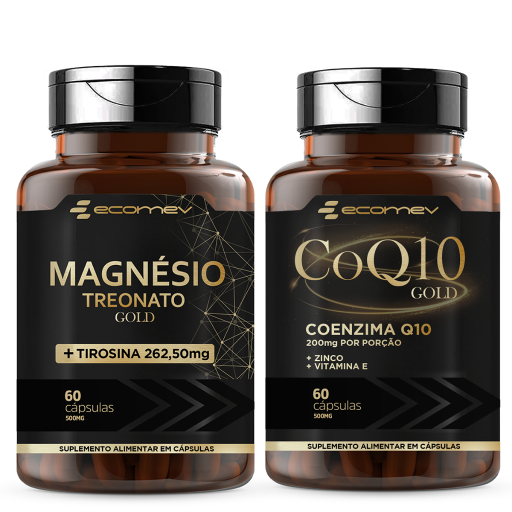 Kit Coenzima Q10 Gold + Magnesio Treonato + L Tirosina 120cápsulas Ecomev