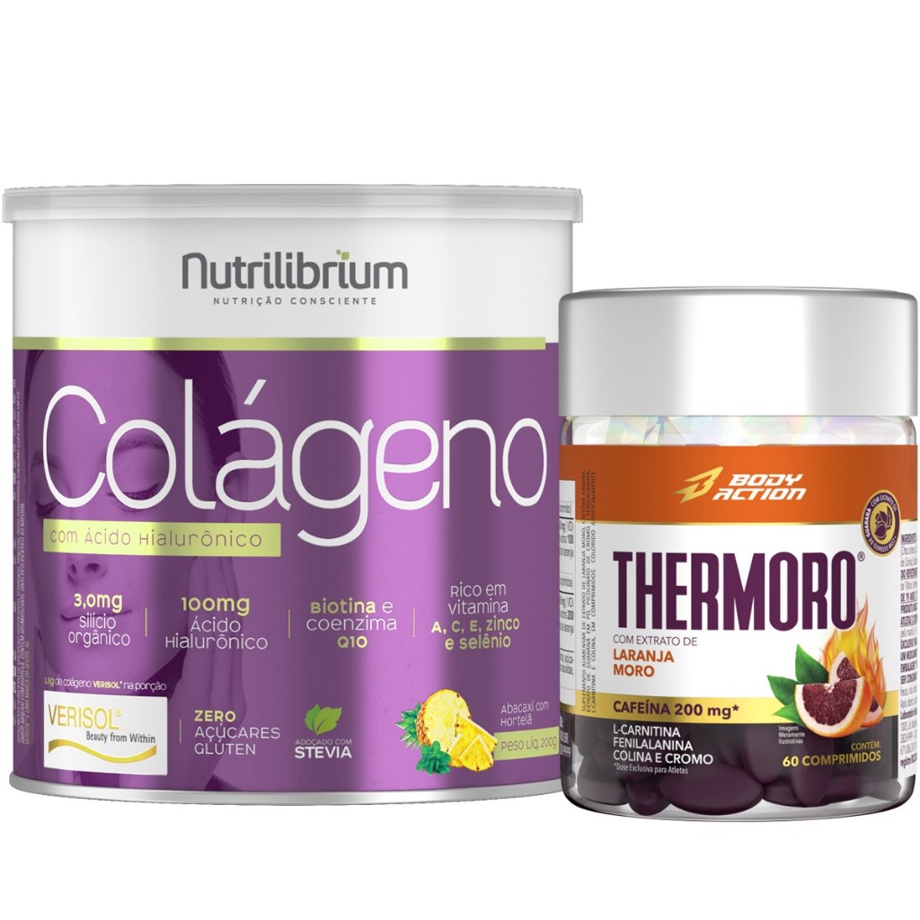 Colágeno Hidrolisado Verisol 200g + Thermoro 60 Comp - Bodyaction em Oferta na Shopee