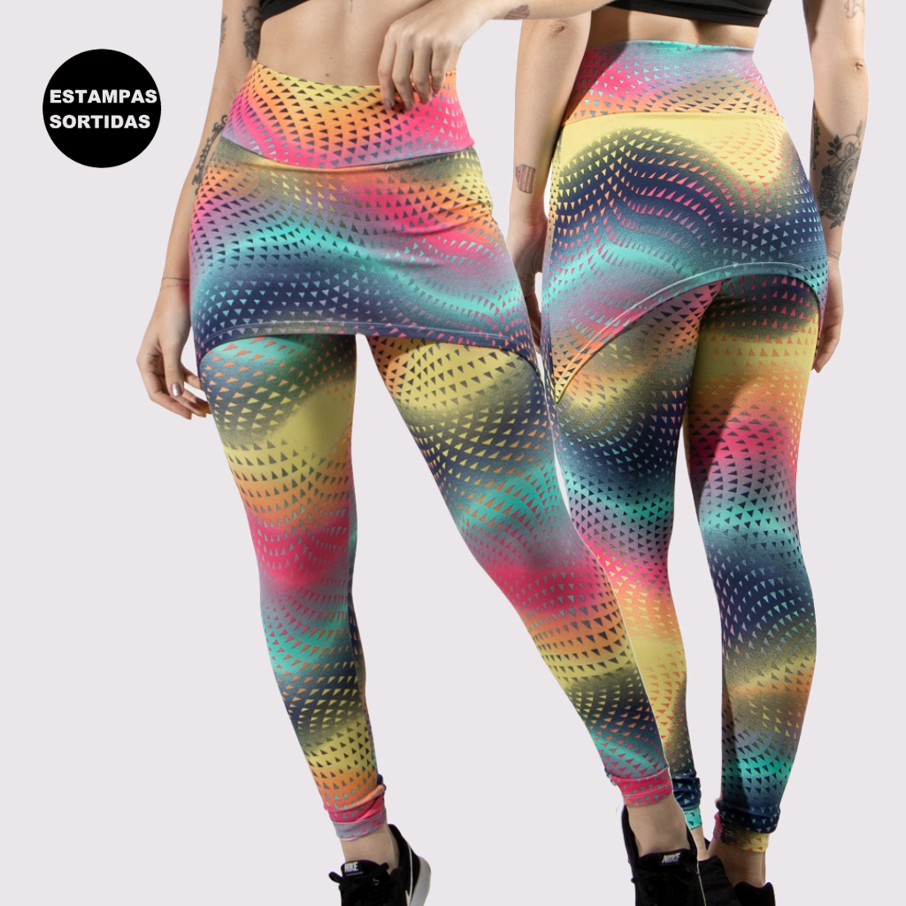 Calça Legging Saia Estampada Fitness Academia