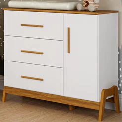 Cômoda De Bebê Infantil 1 Porta 100% MDF Anti-tombamento Arco Retrô