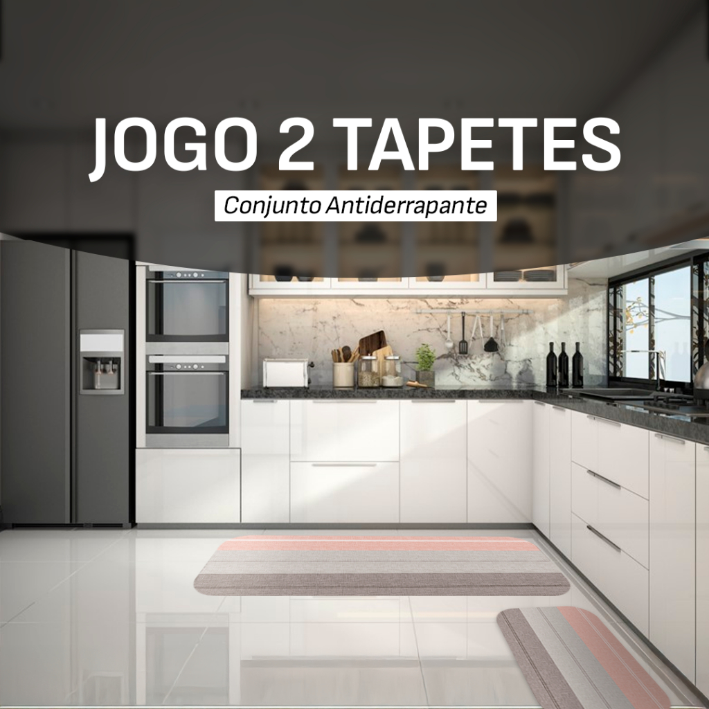 Tapetes Cozinha Jogo 2 peças Modernos - Trilho + Passadeira - Antiderrapantes e Confortáveis em Oferta na Shopee
