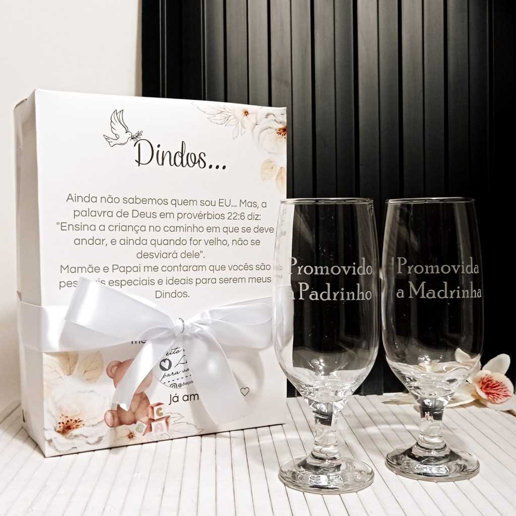 Caixa presente + 2 taças floripa c*rvej Personalizados com sua Logo