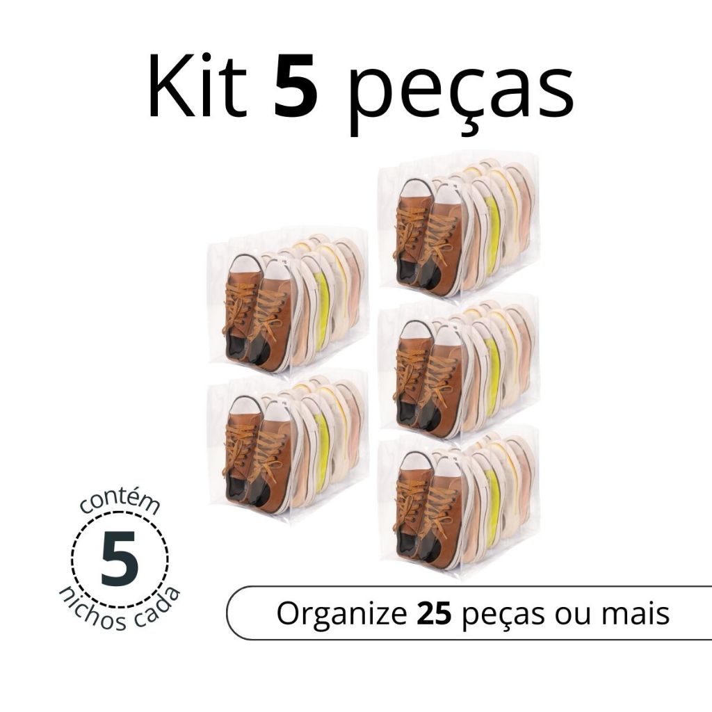 KIT 5  Organizador vertical para sapatos