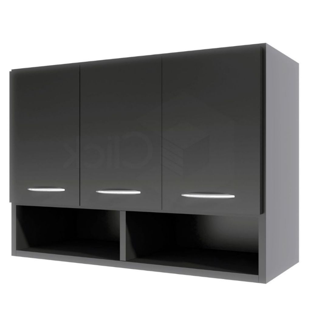 Armário Suspenso Guarda Roupa C/3 Portas Branco/Preto em Oferta na Shopee