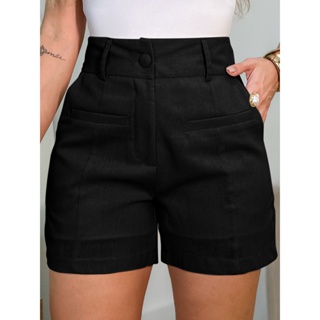 EMILI Short Feminino em Viscolinho Linho – Elegância Minimalista para o Dia a Dia-S870 em Oferta na Shopee