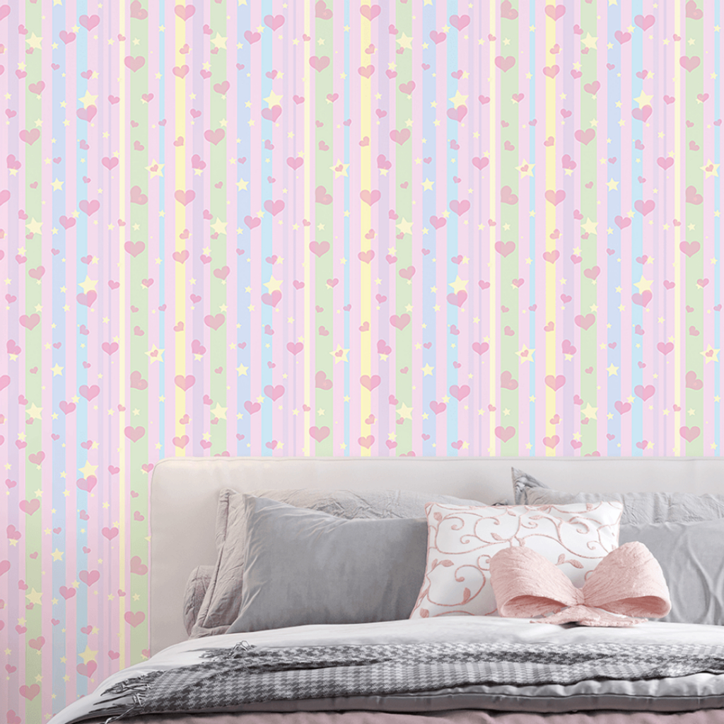 Papel De Parede Adesivo Infantil Rosa Quarto De Menina Lúcia 3m x 50cm
