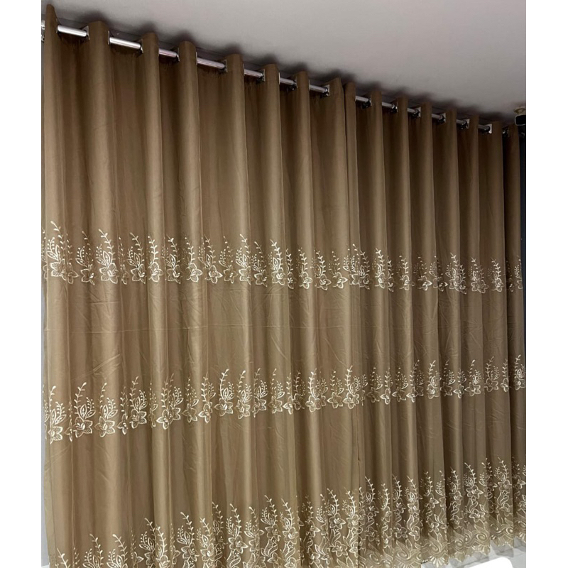 Cortina voal bordada p/ sala ou quarto 3,00 Larg × 2,60 de Alt - PROMOÇÃO