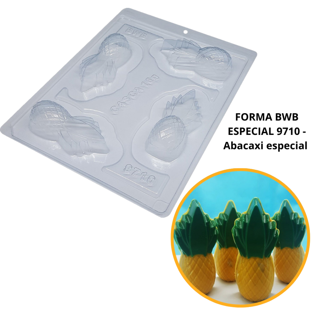 1~4  FORMA BWB COM SILICONE (3 PARTES)  CÓD.:9710 - ABACAXI ESPECIAL 16g.- PARA CHOOLATE, BOMBOM E CONFEITARIA. (CHOCO) em Oferta na Shopee