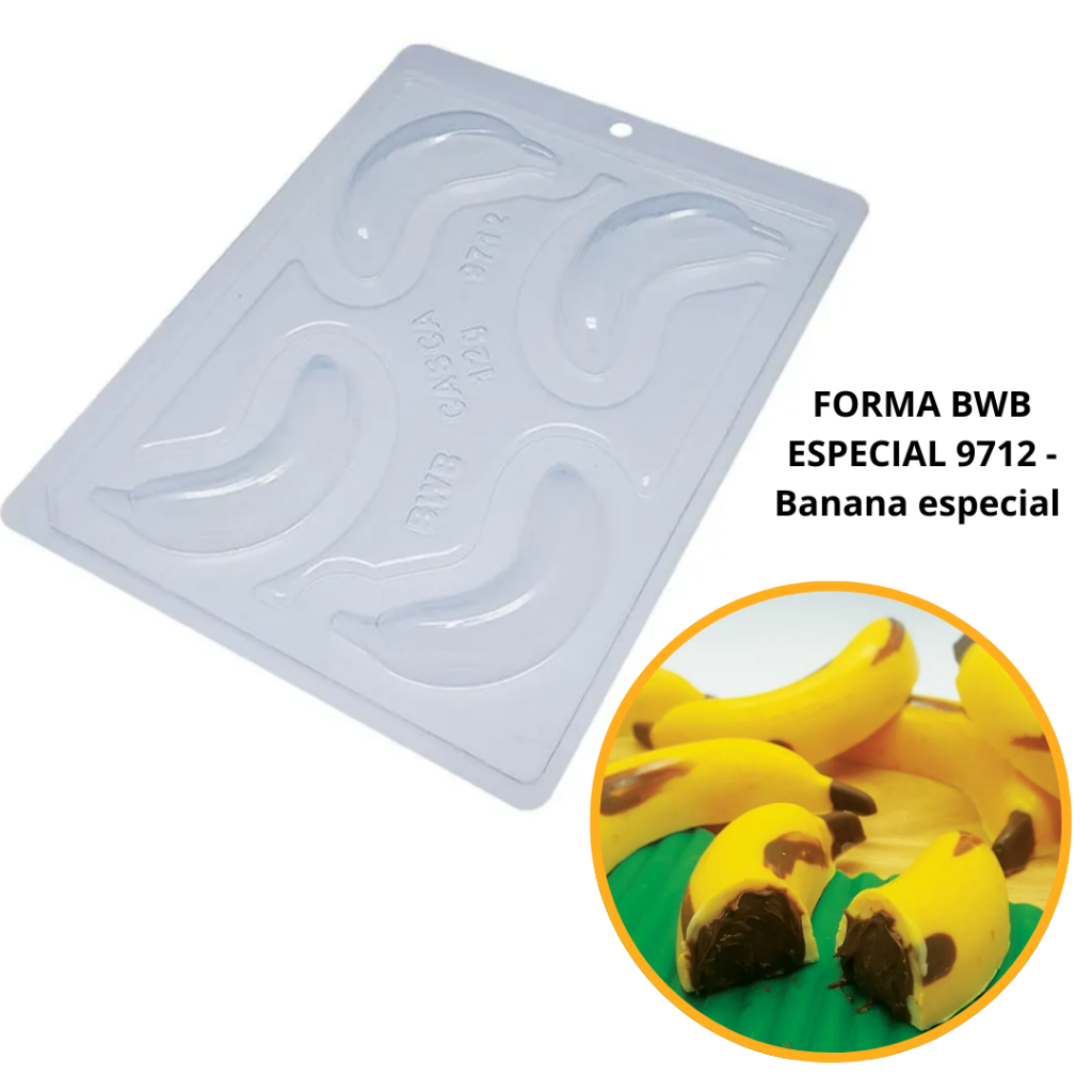 1~4 Formas para chocolate bwb com silicone (3 partes) 9712 - Banana Especial  35g - Home & Living